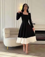 فستان ميدي اسود بلمسة انيقة