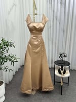 فستان سهرة بيج مزين بتطريز