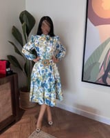 فستان ميدي مشجر مناسب للعيد