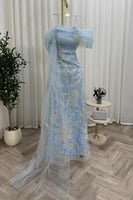 فستان سهرة انيق عاري الكتف