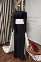 فستان ناعم طويل عاري الكتف