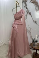 فستان وردي انيق بكتف واحد