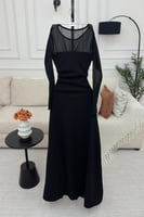 فستان اسود انيق بلمسات من الجوخ