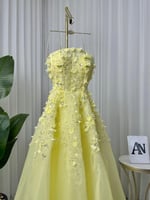 فستان ليموني بتطريز فاخر