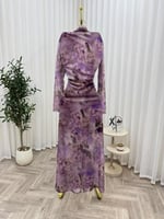 فستان ناعم مشجر بأكمام طويلة