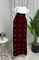 فستان سهرة انيق مزين بكريستالات براقة