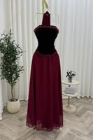 فستان سهرة عودي بتطريز ناعم