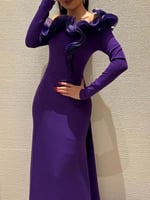 فستان ليلكي ناعم بقصة انيقة