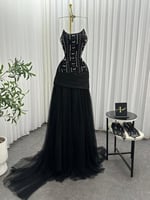 فستان اسود سهرة مزين بكريستالات