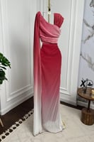 فستان بليسيه انيق مموج اللون بلمعة