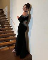 فستان اسود بتطريز انيق