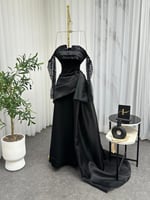 فستان سهرة اسود بلمسات انيقة