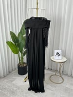 فستان انيق عاري الكتف مميز بشراشيب