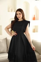 فستان ميدي ناعم بأطراف بليسيه