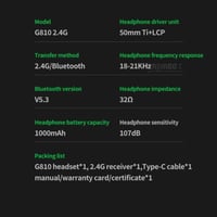 سماعه راس لاسلكية محيطية بلكستون G810