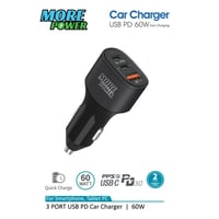 شاحن سيارة (3 منافذ) 60 واط (مور باور) - ضمان سنتي...