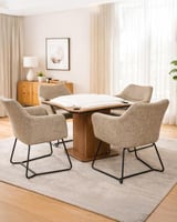 طاولة ملكية مع كراسي (لون بيج)