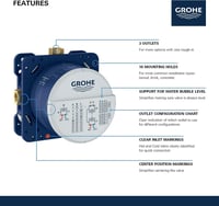 قلب خلاط دش مخفي سمارت بوكس جروهي GROHE ثلاثة مخار...