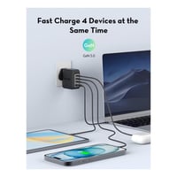 شاحن جداري راف باور متعدد المنافذ بقوة 140 واط ثلا...