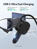 شاحن سيارة راف باور بقوة 75 واط بمنفذ تايب سي ومنف...