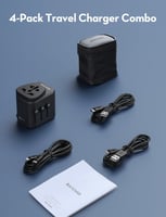 باندل راف باور فيش السفر 32 واط مع 3 كيابل - اسود