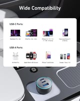 شاحن سيارة انكر 335 بقوة 67 واط بمنفذين تايب سي وم...