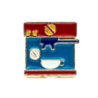 بروشات ادوات القهوة - بروش مكينة اسبريسو ازرق واحم...