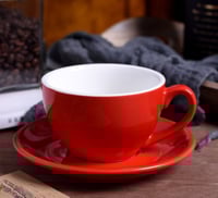 اكواب قهوة من السيراميك مع صحن 250ml - أحمر