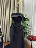 فستان سهرة أسود أوف شولدر بتصميم كورسيه فاخر