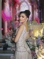 فستان شامبانيا كريستال بخيوط لامعة