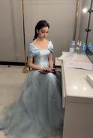 فستان سهرة أزرق سماوي أوف شولدر