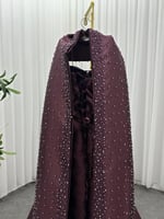 فستان سهرة عنابي بكاب طويل وتطريز فاخر | فساتين سه...