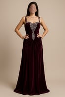 فستان بنفسجي فخم بتطريز كريستالي فاخر