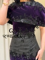 فستان سهرة بنفسجي مطرز بفخامة راقية