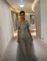 فستان سهرة أزرق سماوي أوف شولدر