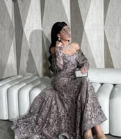 فستان سهرة دانتيل أوف شولدر بلون تاوب أنيق