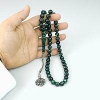 مسباح بكلايت لون اخضر مموج مع طربزونه فضه