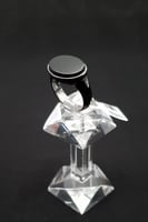 خاتم ملكي فضه اسود بيضاوي