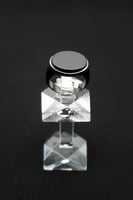 خاتم ملكي فضه اسود بيضاوي