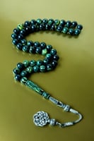 مسباح بكلايت لون اخضر مموج مع طربزونه فضه