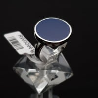 خاتم ملكي فضه حجر كحلي مدور