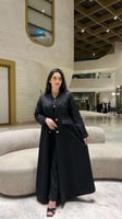عباية بليزر تركي اسود مخطط ثلاث قطع