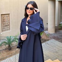 عباية كحلي كريب ملكي اكمام كلوش