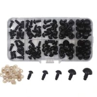 صندوق عيون الدمى أسود 100 قطعة