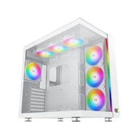 كيس كمبيوتر أبيض RGB بزجاج جانبي ابيض