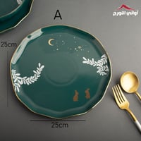 صحون رسم أرنب بالحبه أخضر و أبيض