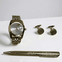 طقم ساعة رجالي فاخر لون ذهبي