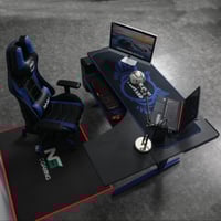 كرسي قيمنق مع طاولة قيمنق زاوية لون ازرق بأسود