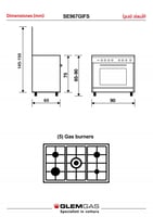 فرن جليم غاز 90X60 سم 5عيون غازSE967GIFS
