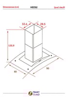 شفاط ترست 90 سم ستيلHEE92